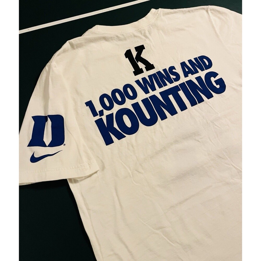 NEW Nike Duke Blue Devils Coack K Krzyzewski 1000 Wins Basketball 2015 T-Shirt M